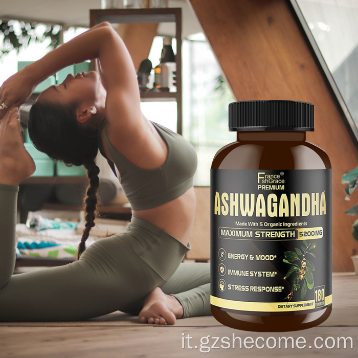 Supplemento delle capsule Ashwagandha per il supporto alla risposta allo stress